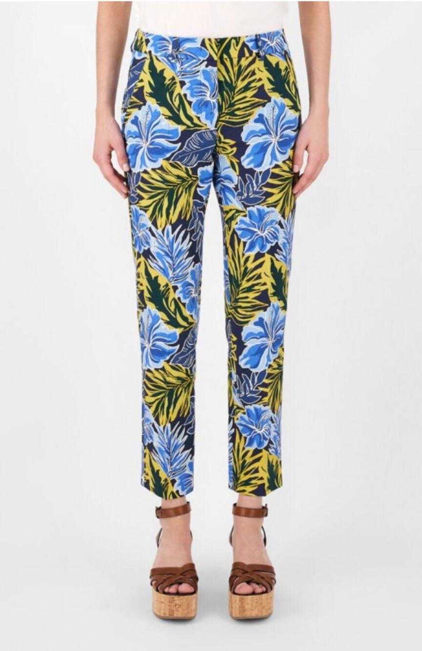 Weekend MaxMara Cigarette Tropical Garden Floral Pants Size 14